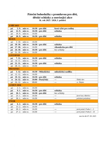 Páteční bohoslužby.